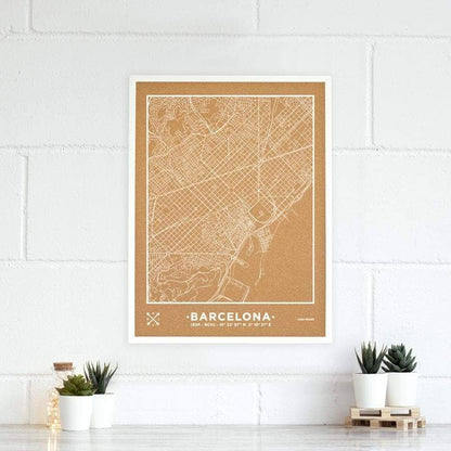 Mapa de corcho - Woody Map Natural Barcelona - Misswood