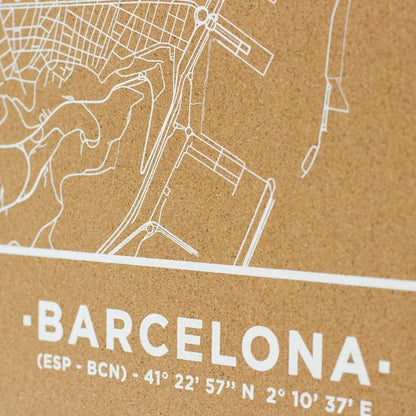 Mapa de corcho - Woody Map Natural Barcelona - Misswood
