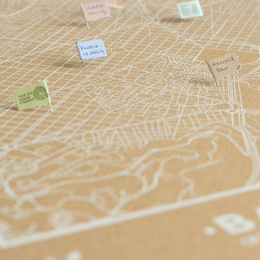 Mapa de corcho - Woody Map Natural Barcelona - Misswood