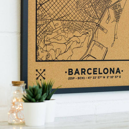 Mapa de corcho - Woody Map Natural Barcelona - Misswood
