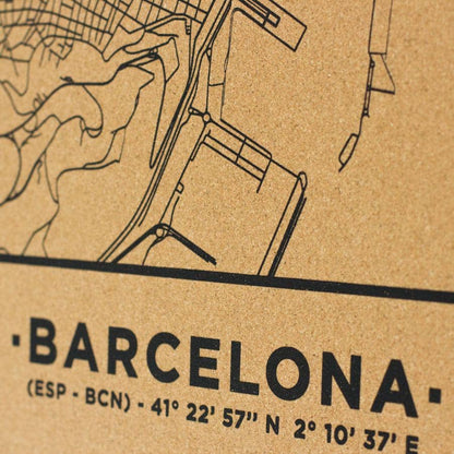 Mapa de corcho - Woody Map Natural Barcelona - Misswood