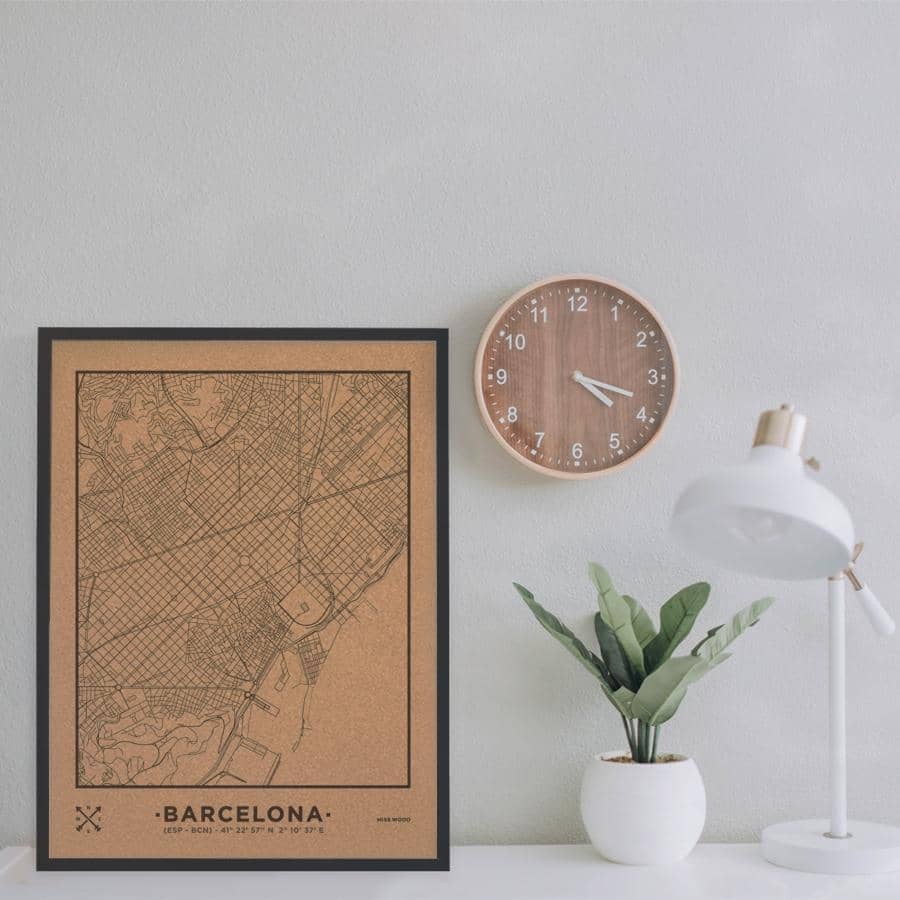 Mapa de corcho - Woody Map Natural Barcelona - Misswood