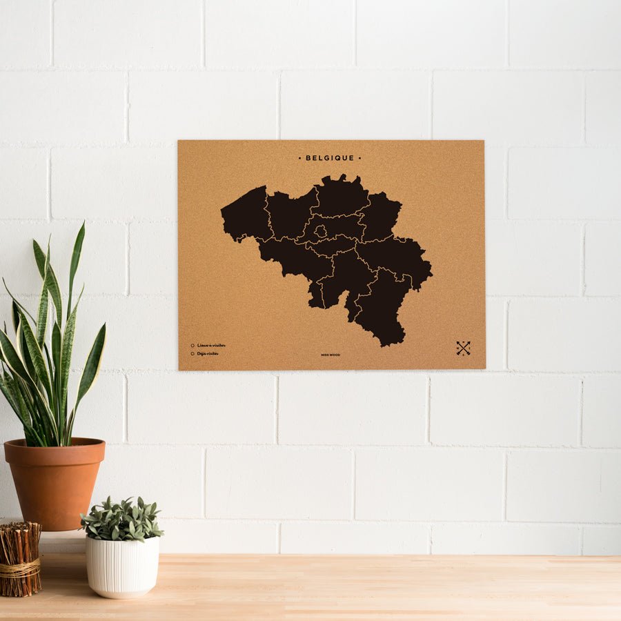 Mapa de corcho - Woody Map Natural Bélgica - Misswood