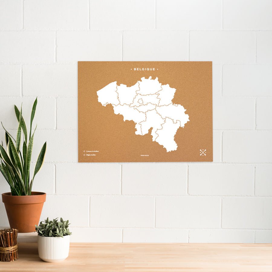 Mapa de corcho - Woody Map Natural Bélgica - Misswood