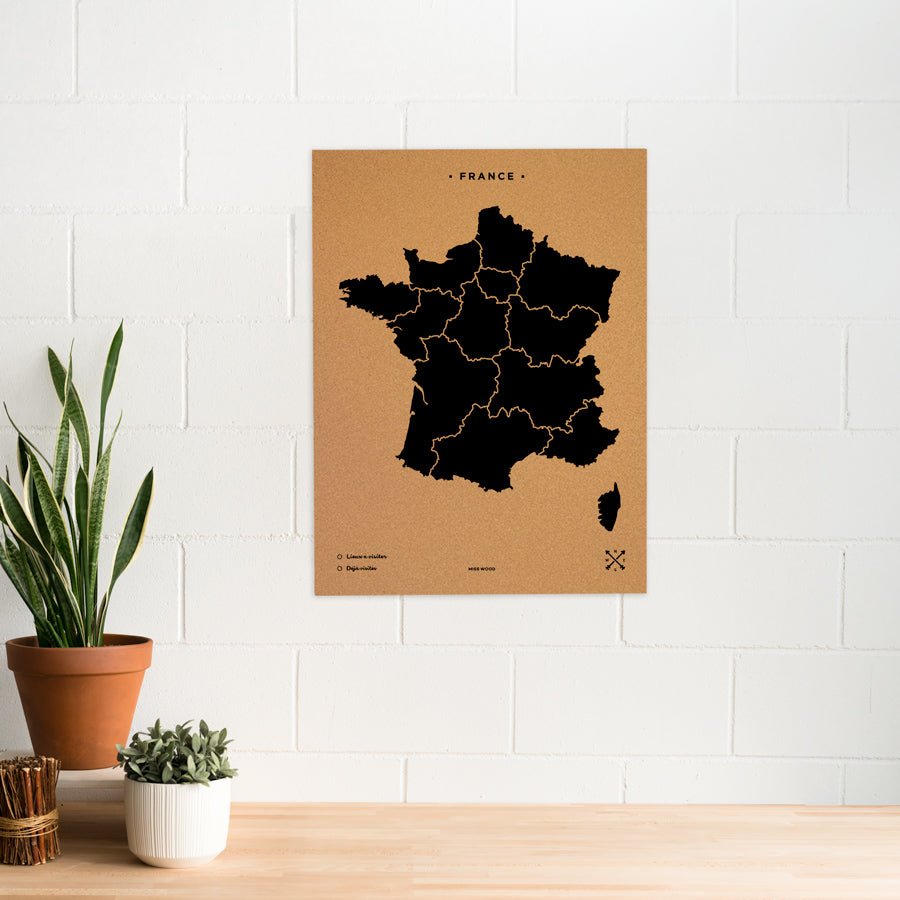 Mapa de corcho - Woody Map Natural Francia - Misswood