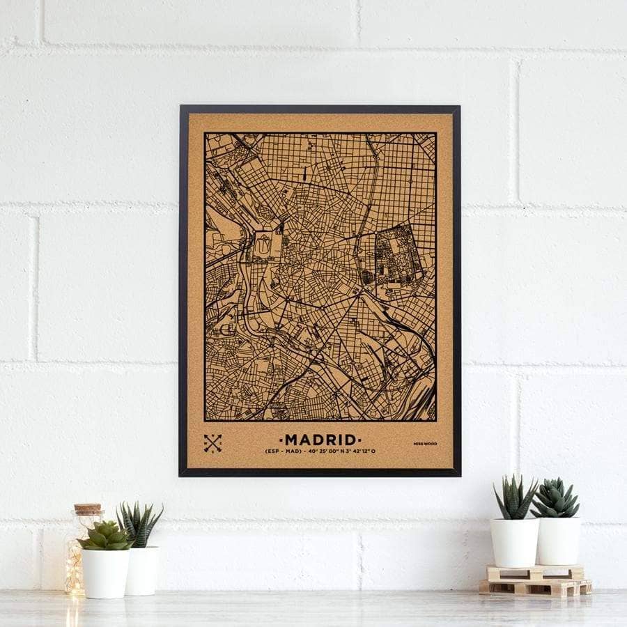 Mapa de corcho - Woody Map Natural Madrid - Misswood
