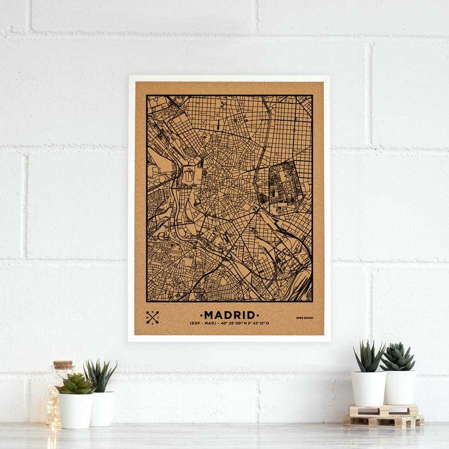 Mapa de corcho - Woody Map Natural Madrid - Misswood