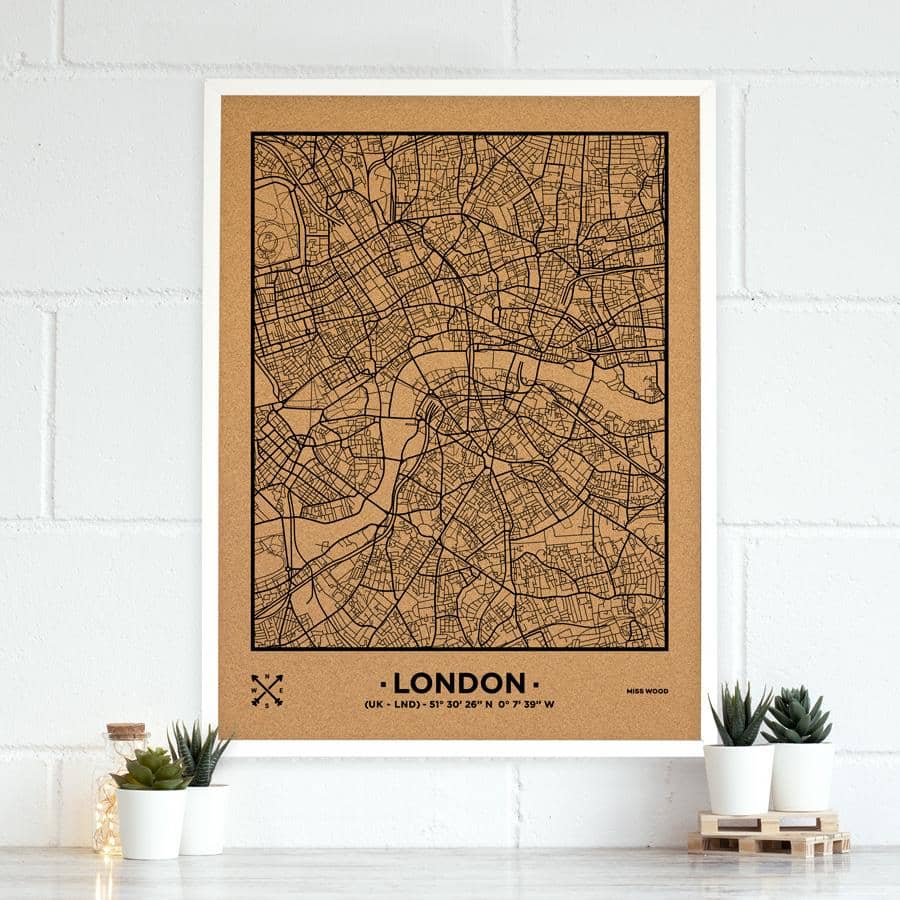 Mapa de corcho - Woody Map Natural Madrid - Misswood
