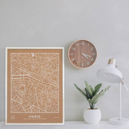Mapa de corcho - Woody Map Natural Paris - Misswood
