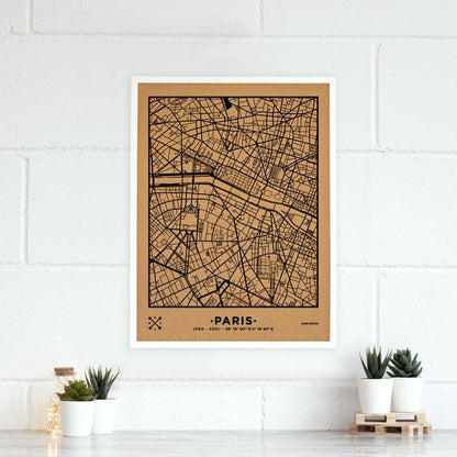 Mapa de corcho - Woody Map Natural Paris - Misswood