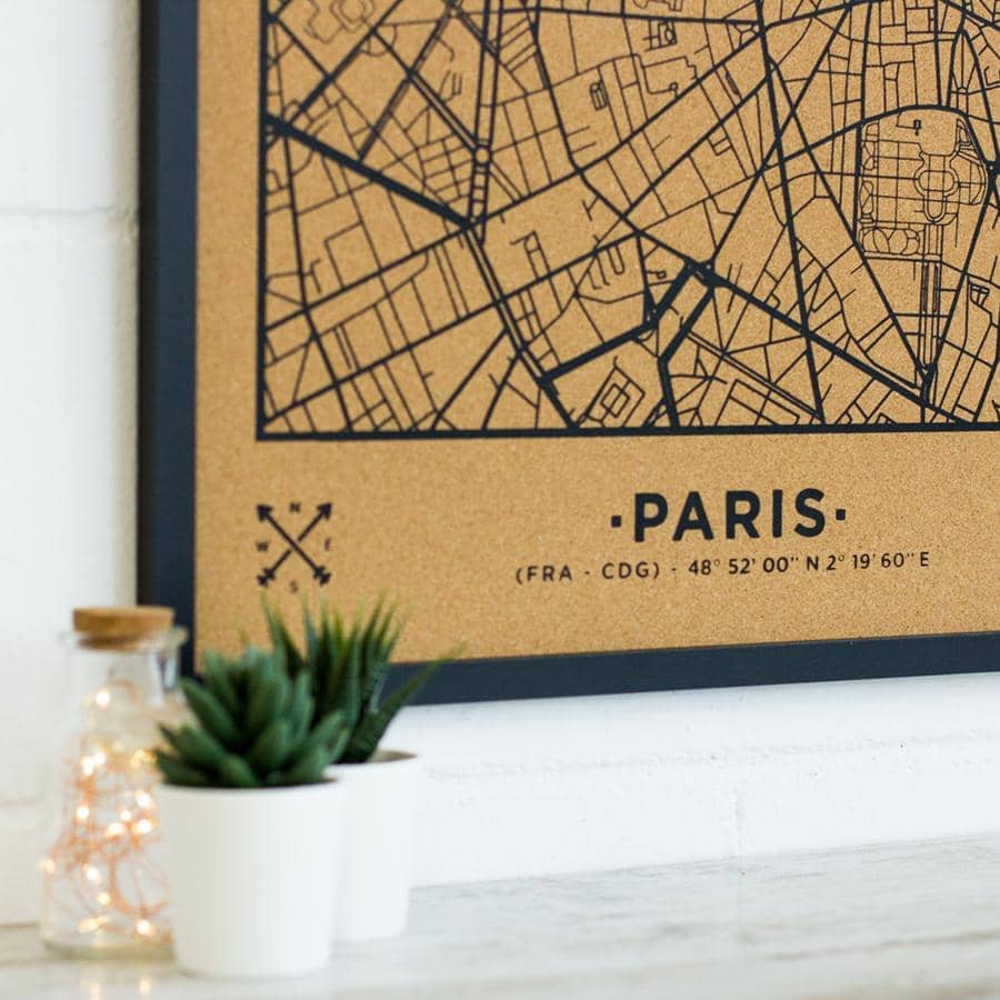 Mapa de corcho - Woody Map Natural Paris - Misswood
