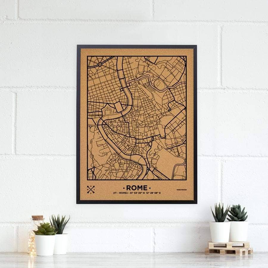 Mapa de corcho - Woody Map Natural Roma - Misswood
