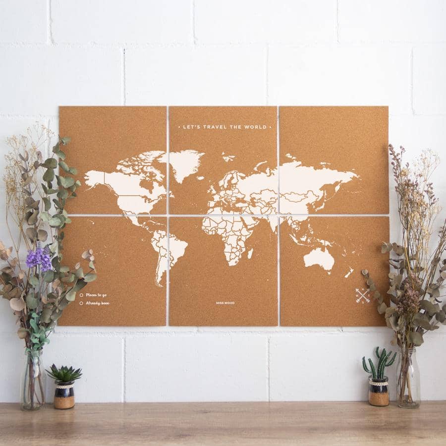 Mapa del mundo de corcho - Woody Map Natural Puzzle - Misswood