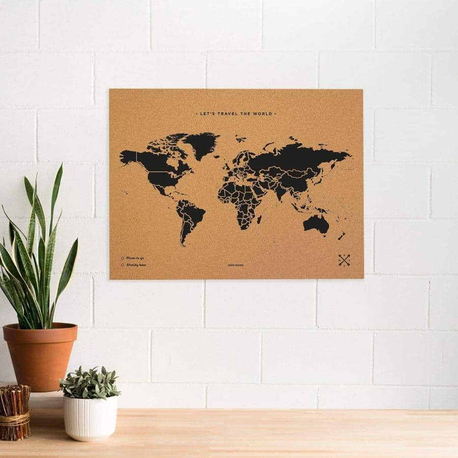 Mapamundi corcho - Woody Map Natural World - Misswood