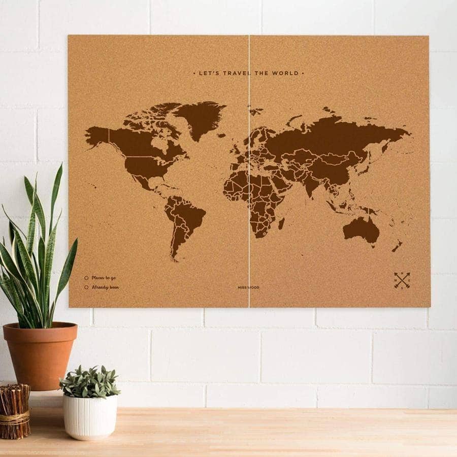 Mapamundi corcho - Woody Map Natural World - Misswood