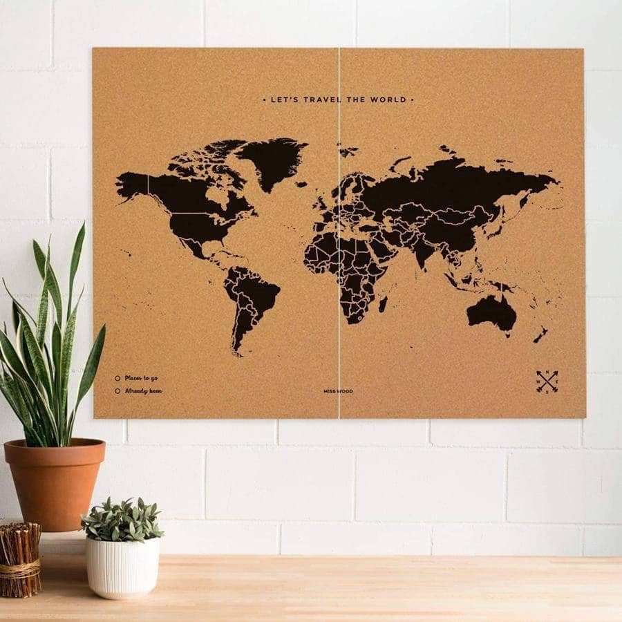 Mapamundi corcho - Woody Map Natural World - Misswood