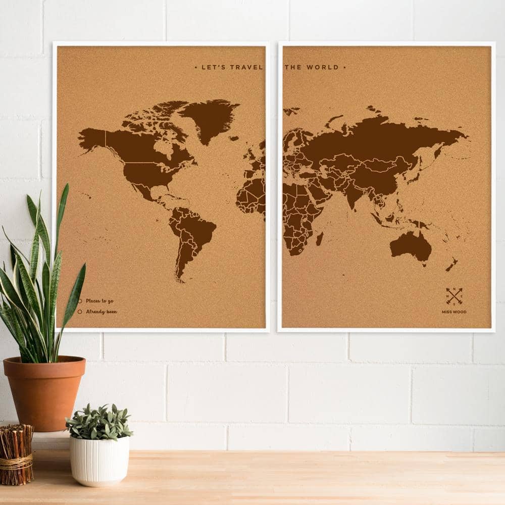 Mapamundi corcho - Woody Map Natural World - Misswood