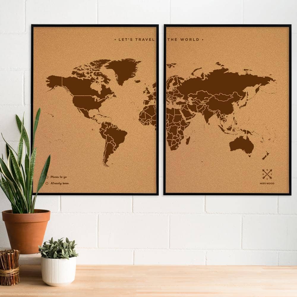 Mapamundi corcho - Woody Map Natural World - Misswood