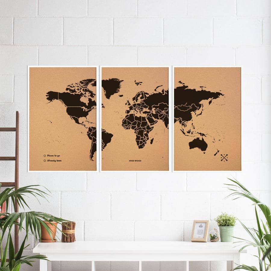 Mapamundi corcho - Woody Map Natural World - Misswood