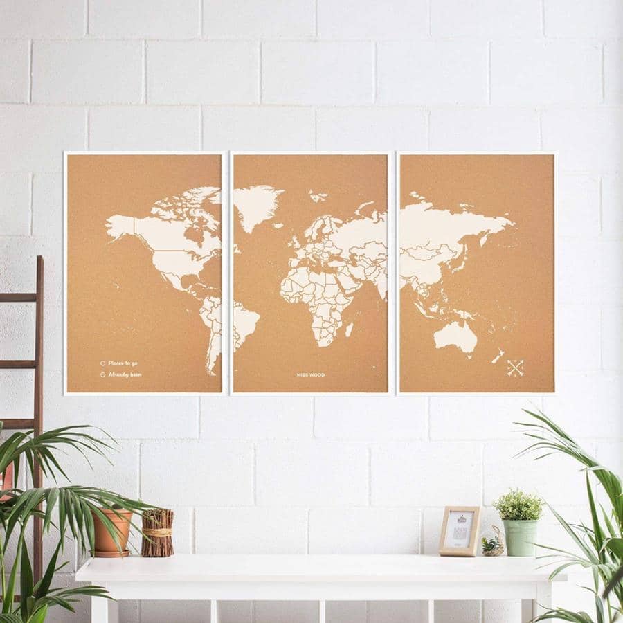 Mapamundi corcho - Woody Map Natural World - Misswood