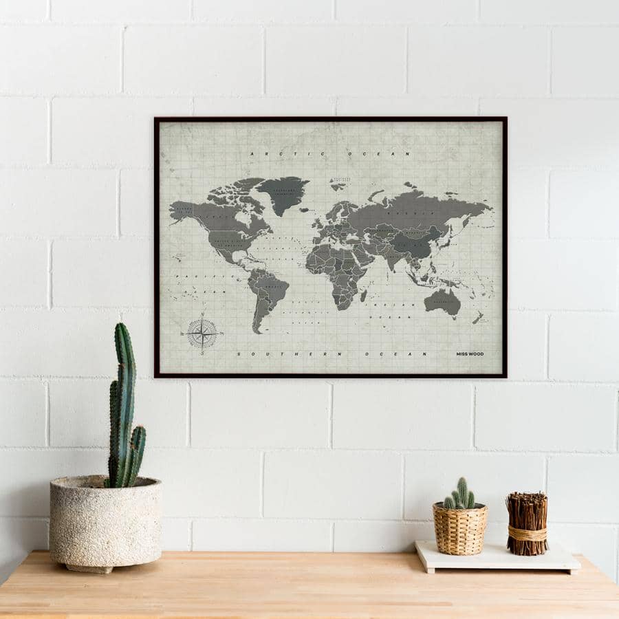 Mapamundi corcho - Woody Map Watercolor Amazonia - Misswood