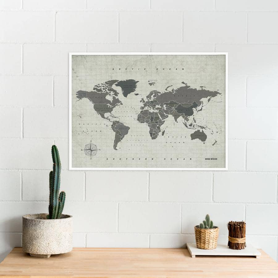 Mapamundi corcho - Woody Map Watercolor Amazonia - Misswood