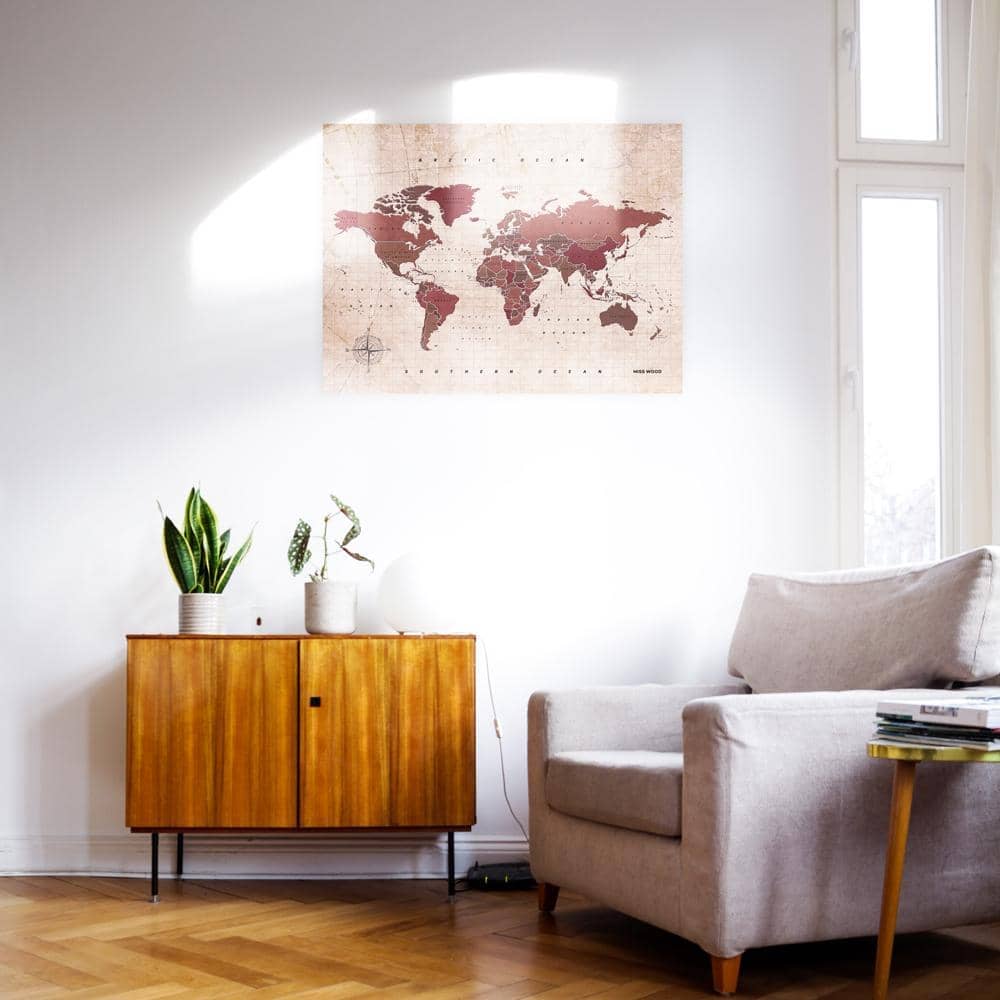Mapamundi corcho - Woody Map Watercolor Antique - Misswood
