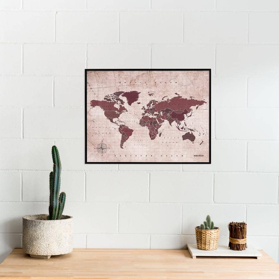 Mapamundi corcho - Woody Map Watercolor Antique - Misswood