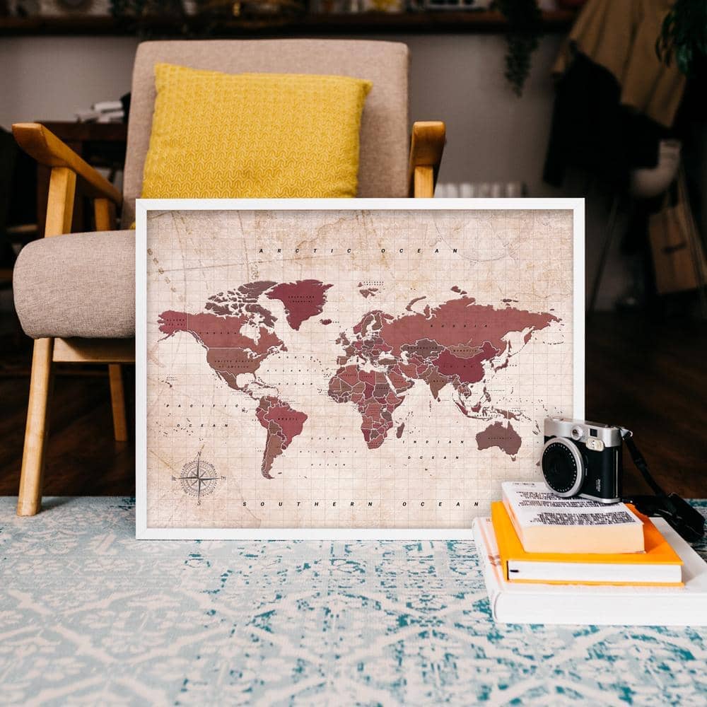 Mapamundi corcho - Woody Map Watercolor Antique - Misswood