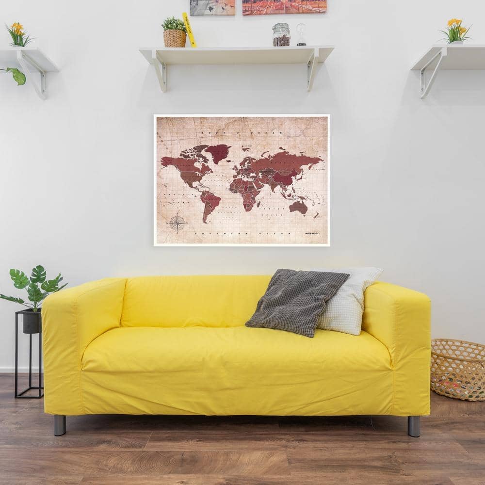 Mapamundi corcho - Woody Map Watercolor Antique - Misswood