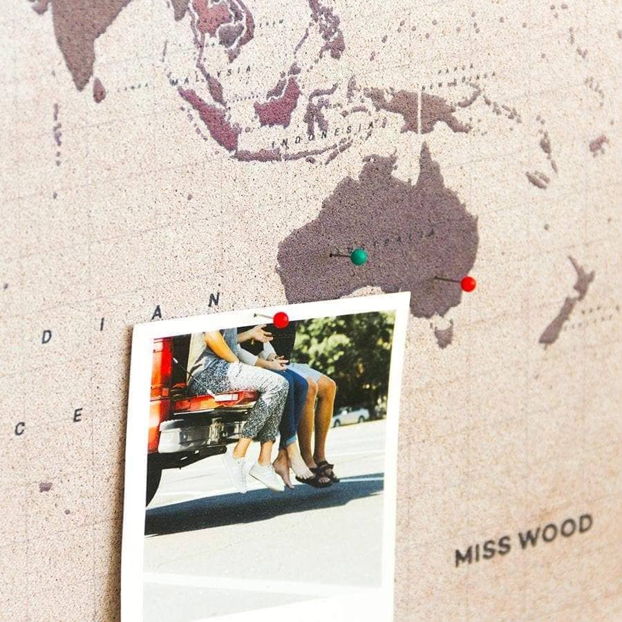 Mapamundi corcho - Woody Map Watercolor Antique - Misswood