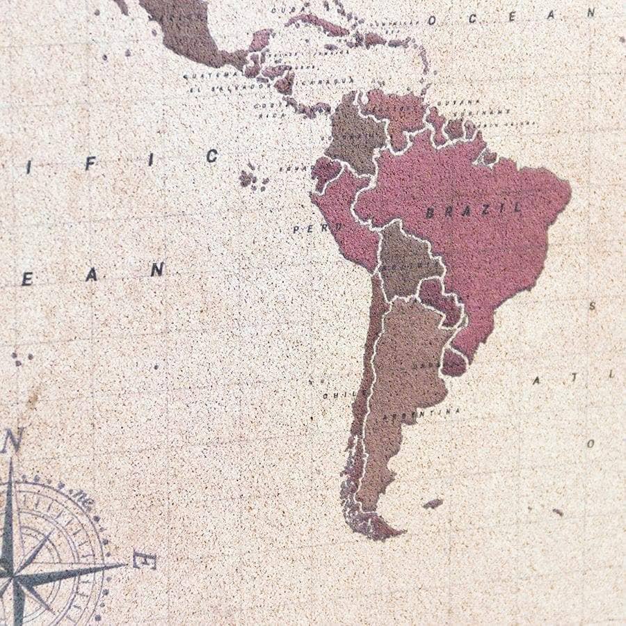 Mapamundi corcho - Woody Map Watercolor Antique - Misswood