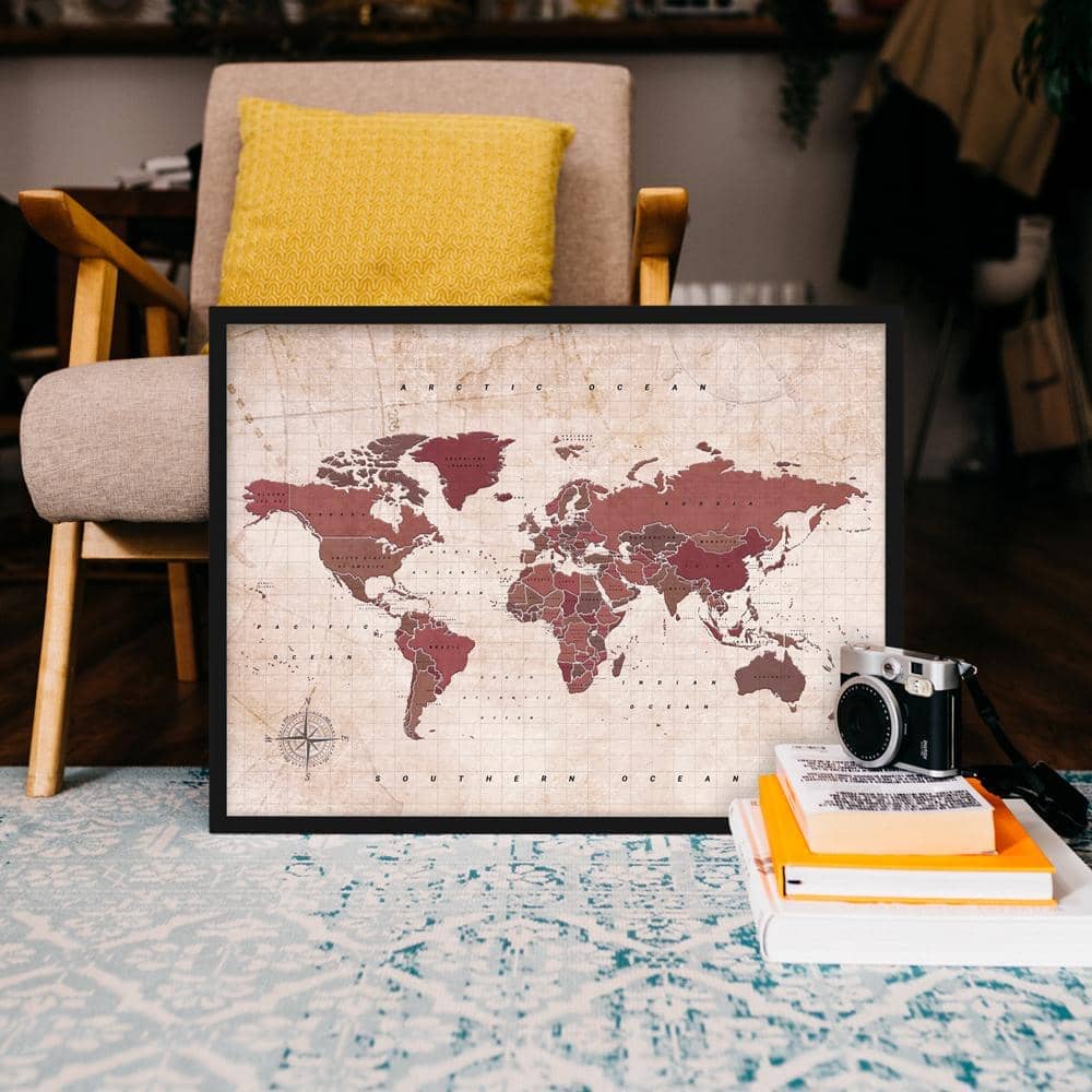 Mapamundi corcho - Woody Map Watercolor Antique - Misswood