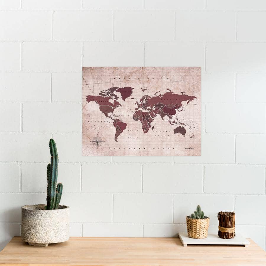 Mapamundi corcho - Woody Map Watercolor Antique - Misswood