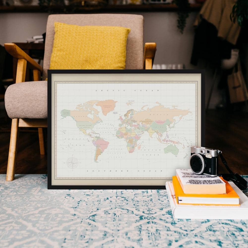 Mapamundi corcho - Woody Map Watercolor Colonial - Misswood