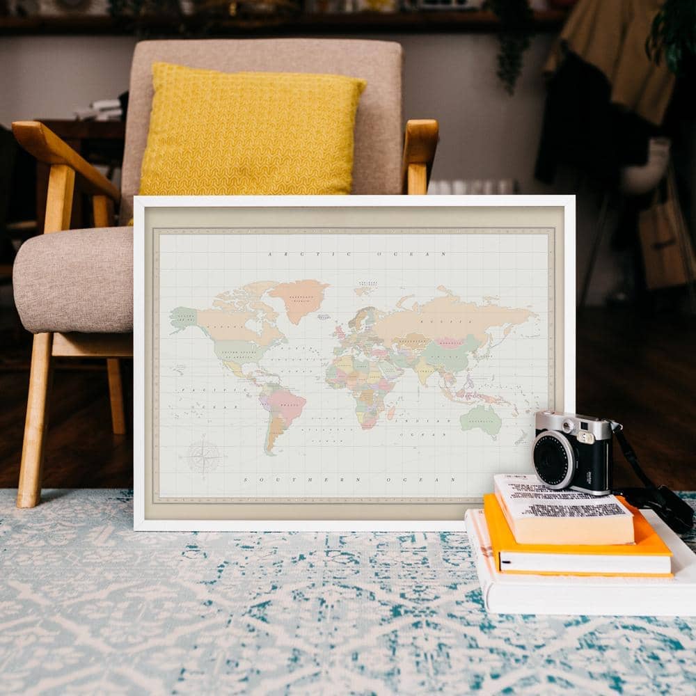 Mapamundi corcho - Woody Map Watercolor Colonial - Misswood