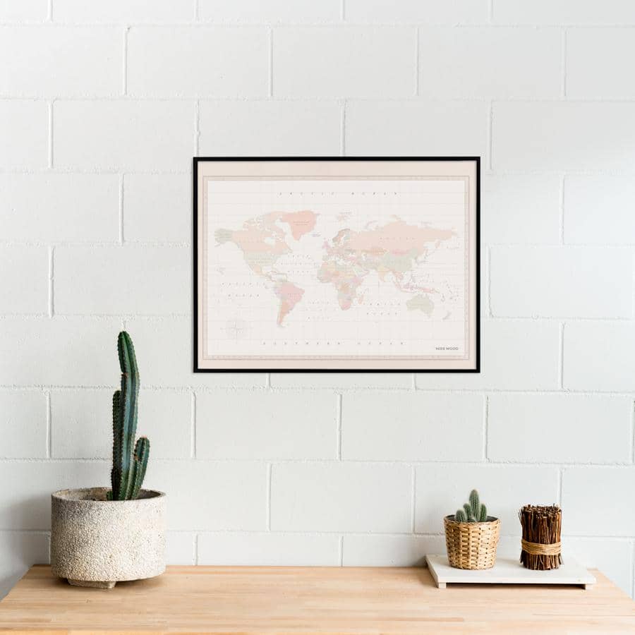 Mapamundi corcho - Woody Map Watercolor Colonial - Misswood
