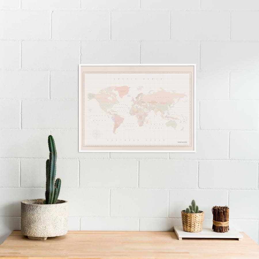 Mapamundi corcho - Woody Map Watercolor Colonial - Misswood