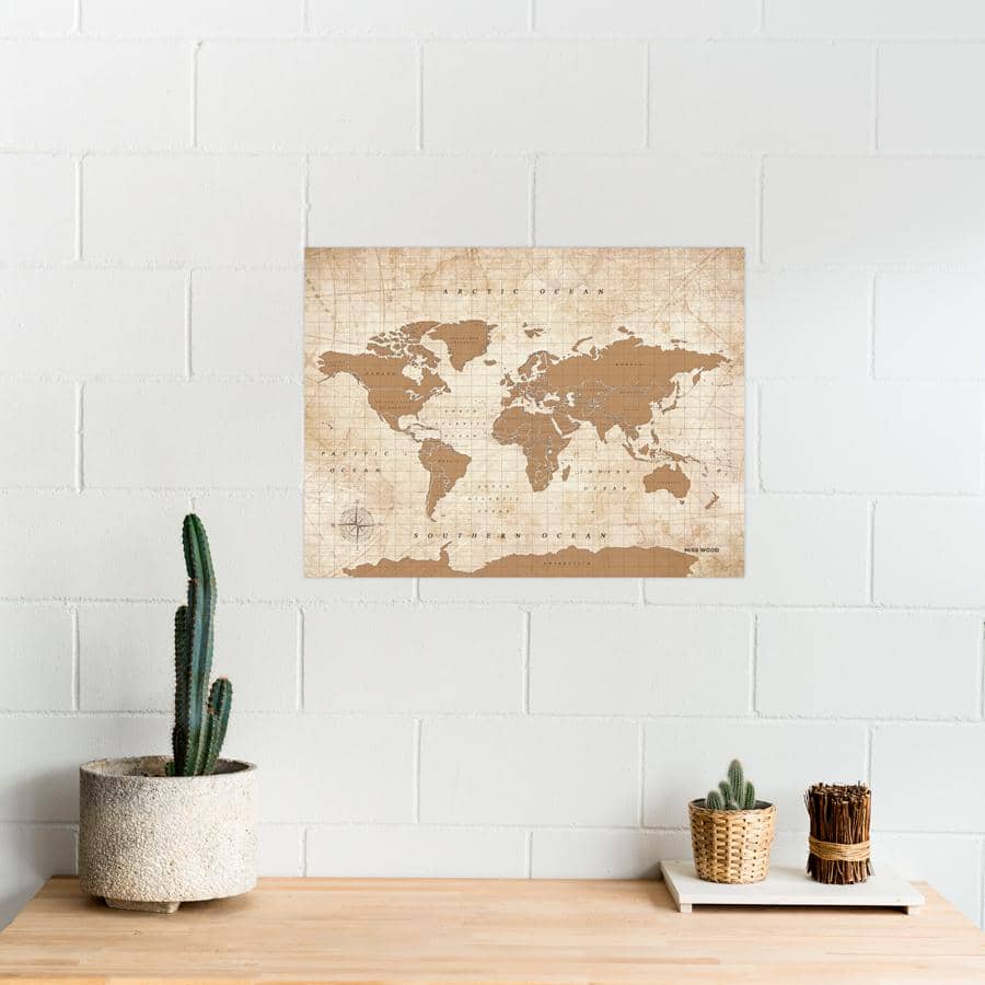 Mapamundi corcho - Woody Map Watercolor Golden - Misswood