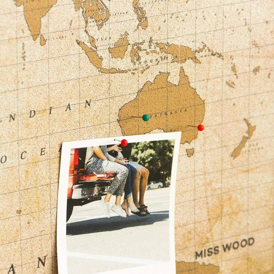 Mapamundi corcho - Woody Map Watercolor Golden - Misswood