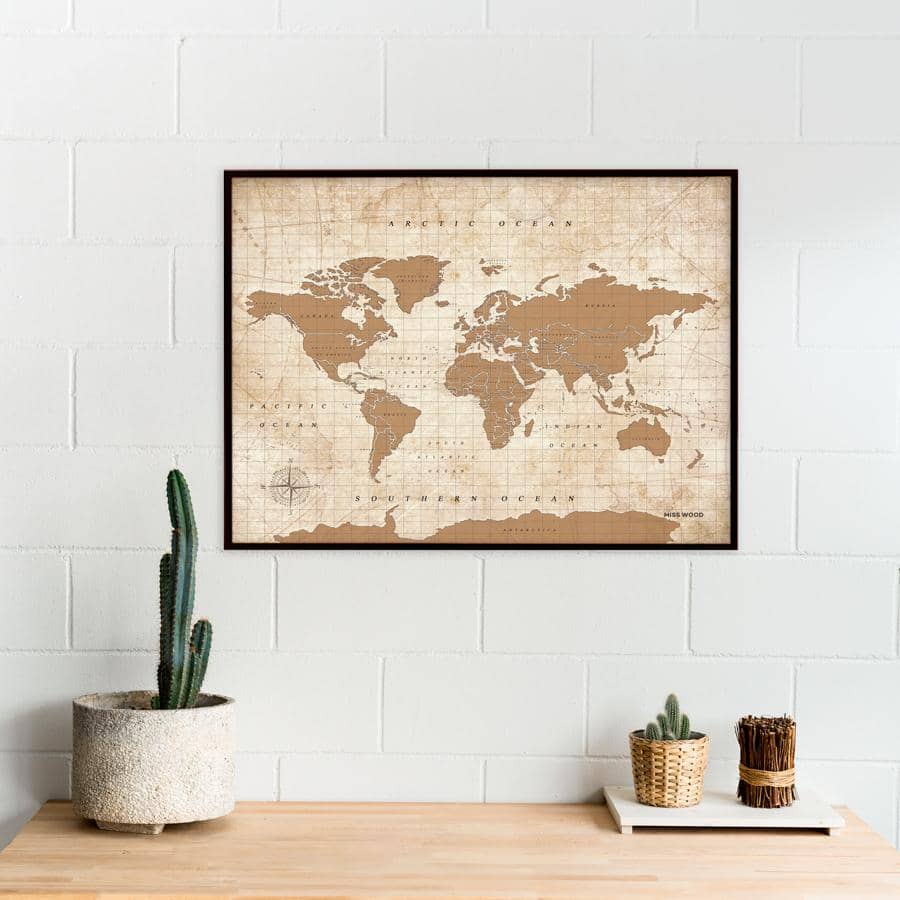 Mapamundi corcho - Woody Map Watercolor Golden - Misswood