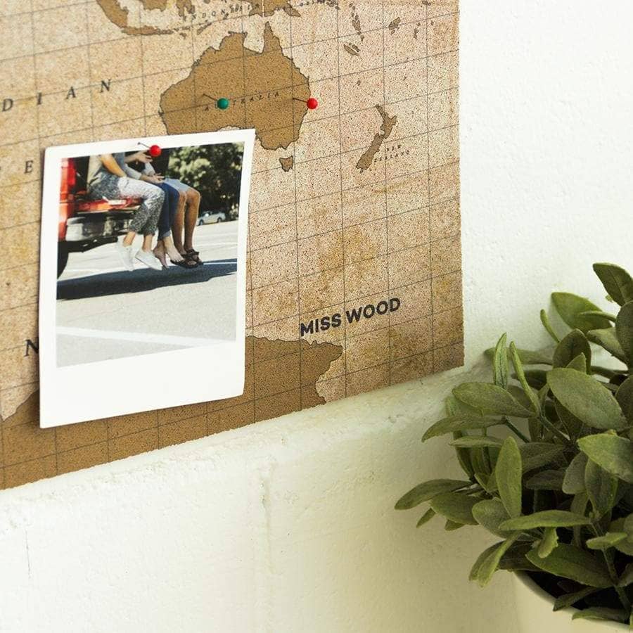 Mapamundi corcho - Woody Map Watercolor Golden - Misswood