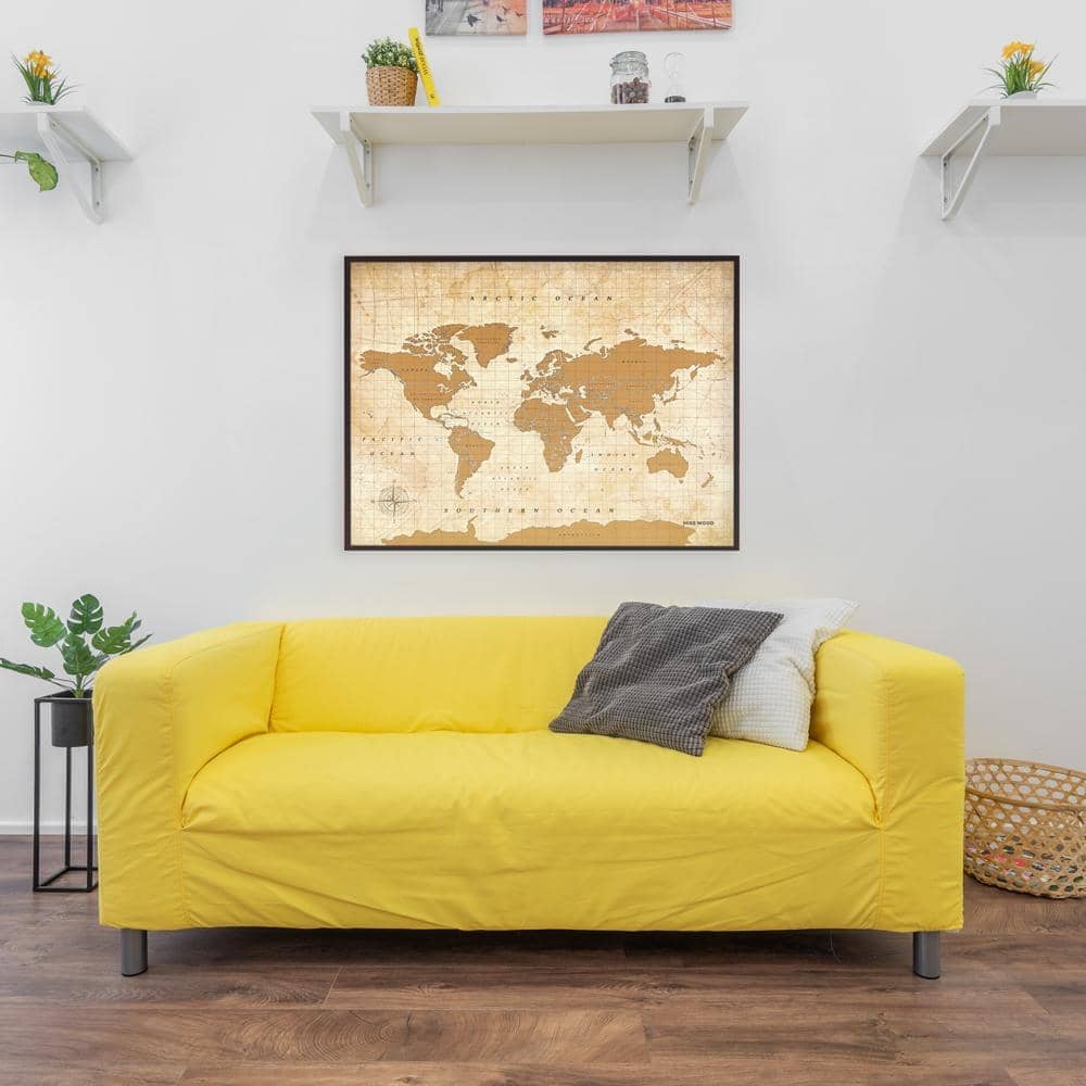 Mapamundi corcho - Woody Map Watercolor Golden - Misswood