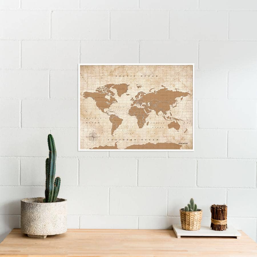 Mapamundi corcho - Woody Map Watercolor Golden - Misswood