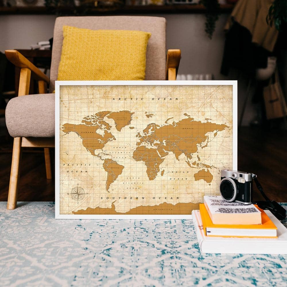 Mapamundi corcho - Woody Map Watercolor Golden - Misswood
