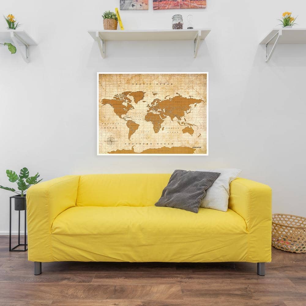 Mapamundi corcho - Woody Map Watercolor Golden - Misswood