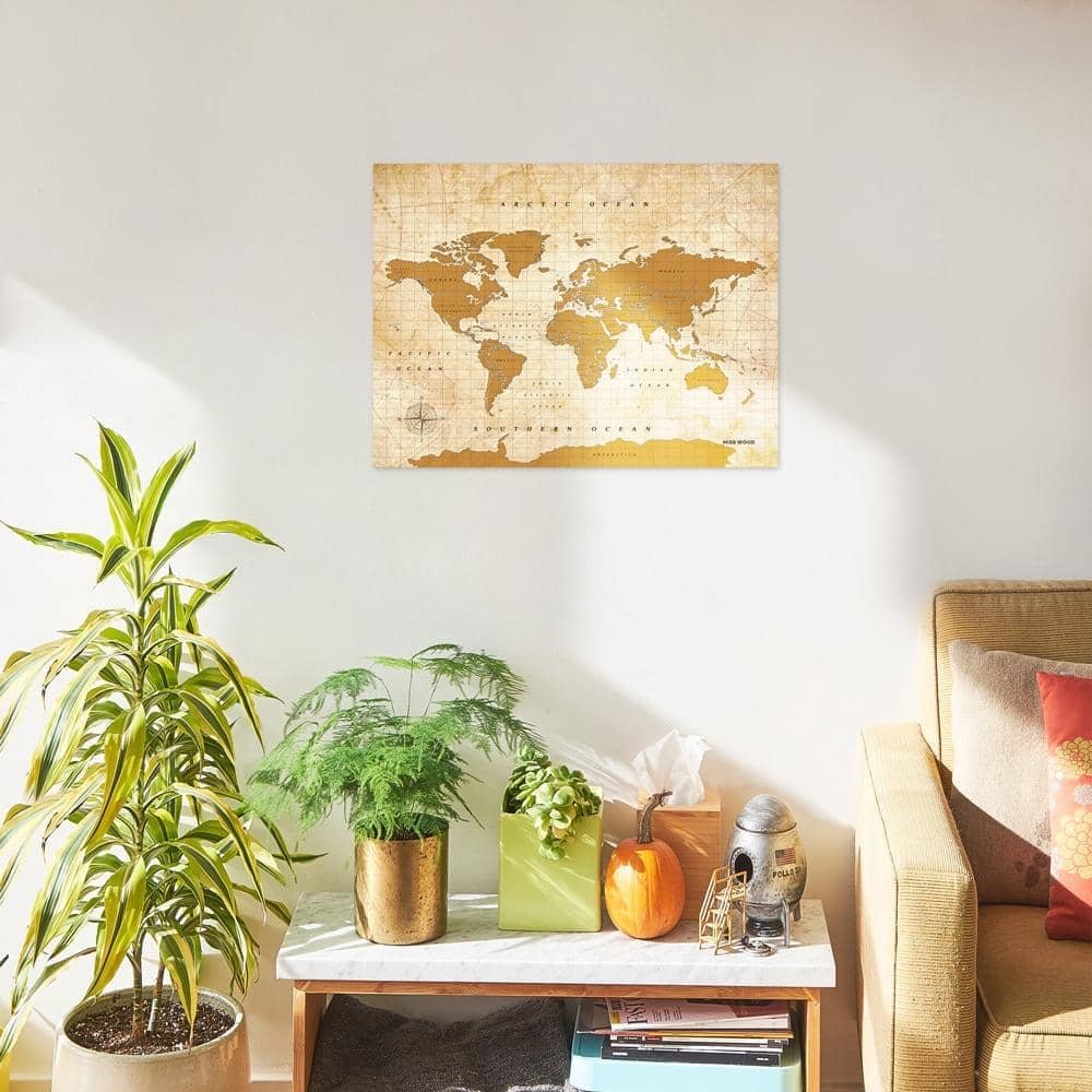 Mapamundi corcho - Woody Map Watercolor Golden - Misswood