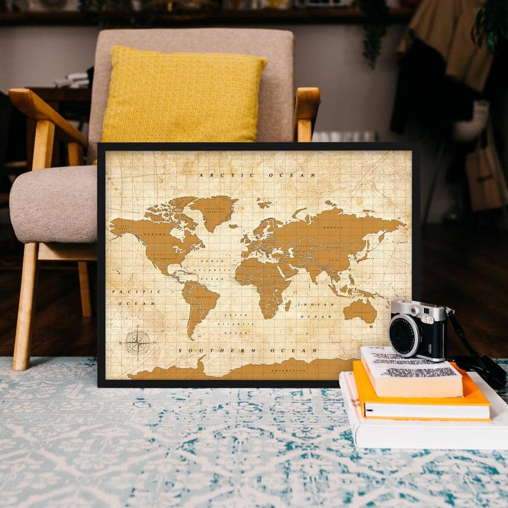 Mapamundi corcho - Woody Map Watercolor Golden - Misswood