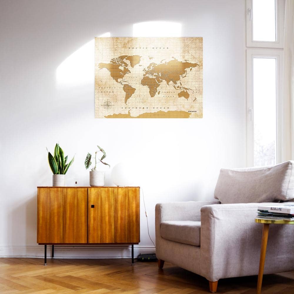 Mapamundi corcho - Woody Map Watercolor Golden - Misswood