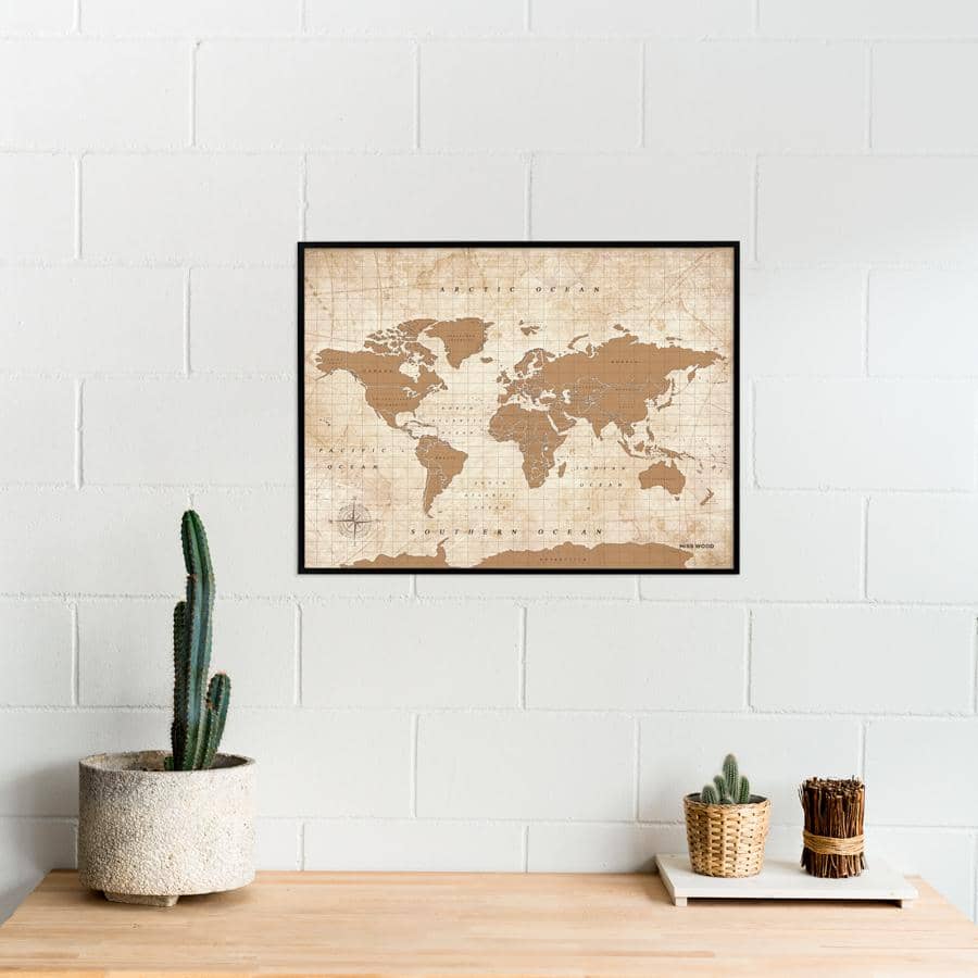 Mapamundi corcho - Woody Map Watercolor Golden - Misswood